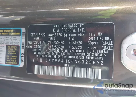 2022 Kia Telluride S z USA, uszkodzony, nr VIN 5XYP64HC6NG323652